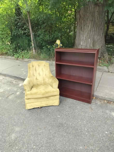 Photo of free curbed bookshelf + armchair (Wallace-Emerson) #1