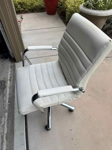 Photo of free White leather desk chair (West Petaluma) #2