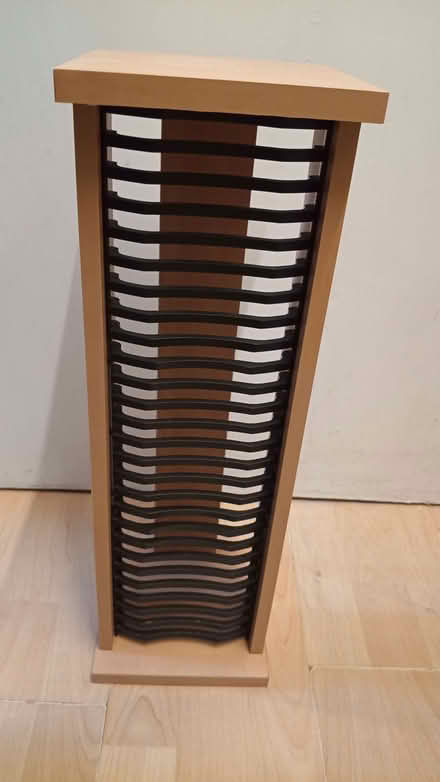 Photo of free CD rack, beech wood effect, 51.5cm tall, holds 27 CDs (Boscombe BH5) #2