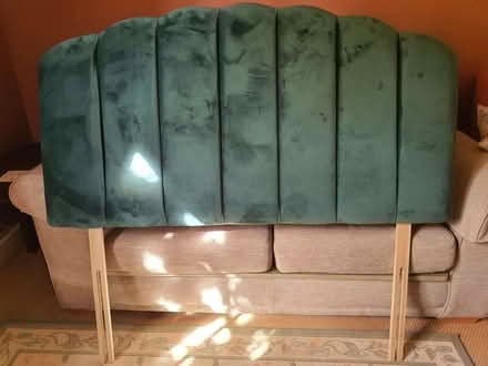 Photo of free Velvet covered headboard. Double bed size. 137cm (Cock Clarks CM3) #1