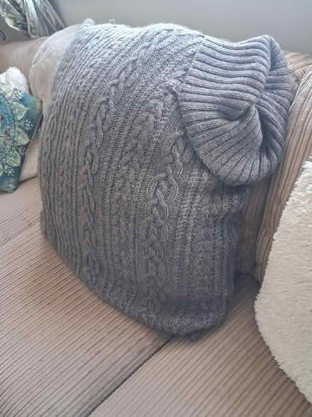 Photo of free Large grey cushion 100% wool cover (newton abbot TQ12) #1