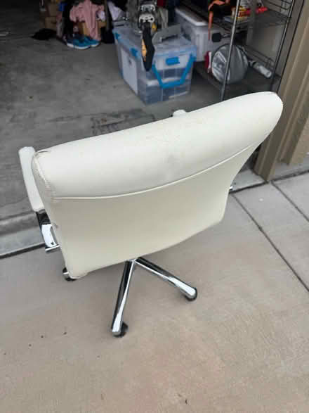 Photo of free White leather desk chair (West Petaluma) #4