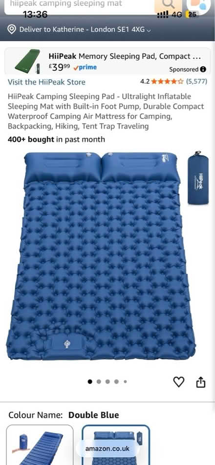 Photo of free Camping sleeping mattress (Borough SE1 4GZ) #1