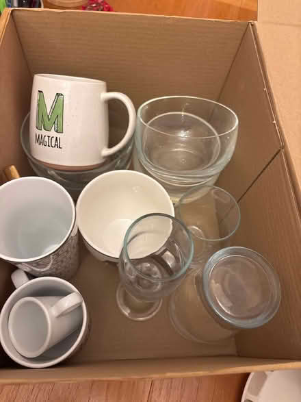 Photo of free Box of odd glass and mugs (Palmers Green/ Edmonton N18) #1