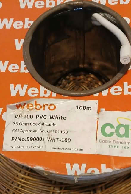 Photo of free 100 metre reel of 75 ohm white co-axial cable, brand new (South Croydon CR2) #2