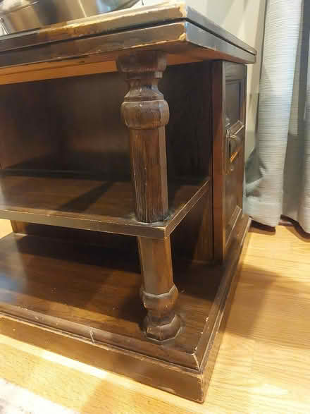 Photo of free Heavy wood side table or TV stand (downers grove) #3