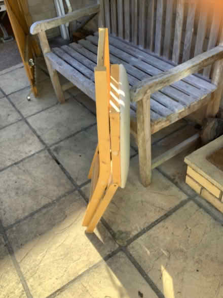 Photo of free Six (6) foldable, upholstered seat, wooden dining chairs (Marshalswick AL4) #2