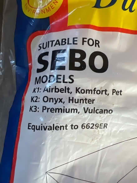 Photo of free Sebo vaccum cleaner bags (Broxbourne EN10) #2