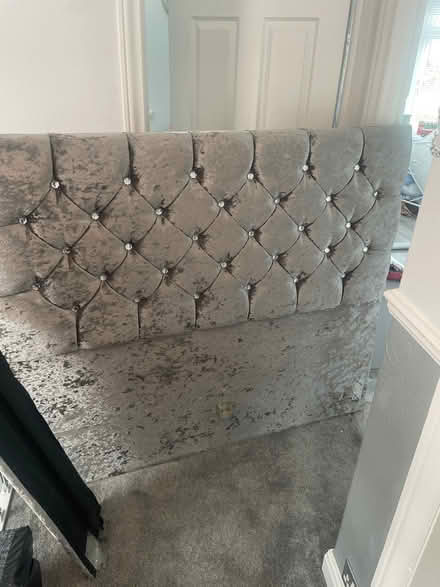 Photo of free Double bed silvery grey complete frame , no mattress) . (Dales Brow M27) #1