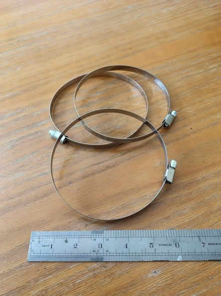 Photo of free Jubilee type hose clamp for 5" hose / pipe x 3 (Hester's Way GL51) #1