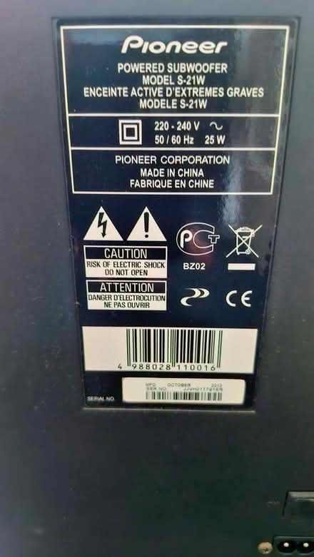 Photo of free Pioneer speaker, no cables (Northolt UB5) #1