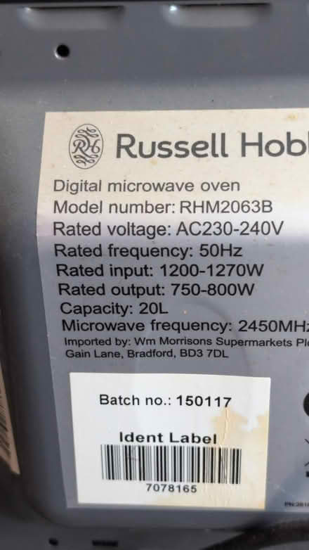 Photo of free Microwave (E6 5RN) #3