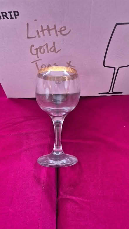 Photo of free Box of 6 glass gold topped glasses (L22) #2