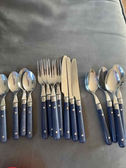Photo of free Cutlery set for 3 - blue handles (Broxbourne EN10) #1