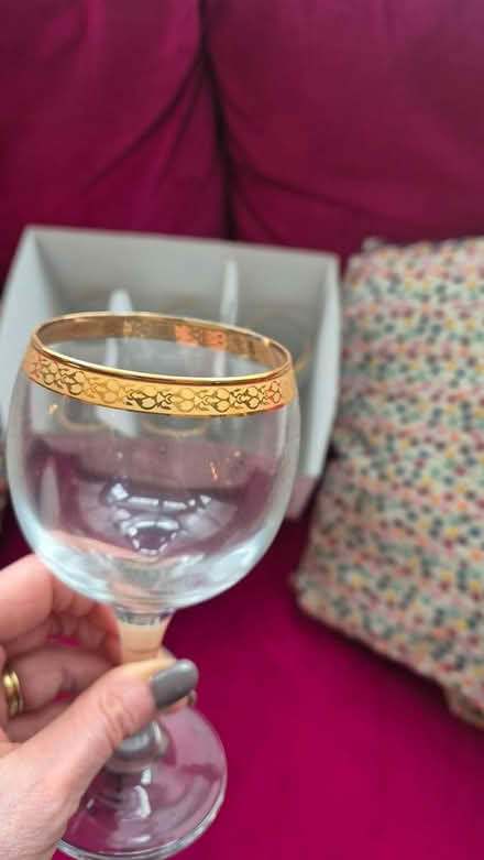 Photo of free Box of 6 glass gold topped glasses (L22) #1