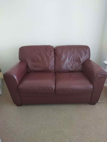 Photo of free Burgundy leather sofa (Bushey Heath WD23) #1