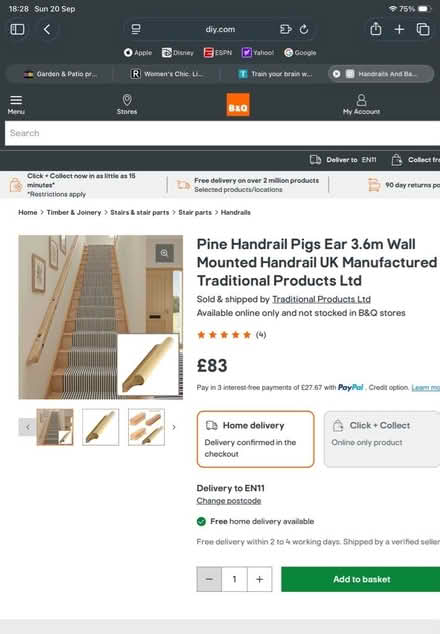 Photo of free stair rail that fixes to the wall. (Hoddesdon EN11) #1