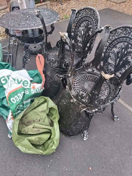 Photo of free Bistro table & 4 chairs, plastic garden edging, plastic pots (Eccleston PR7) #1