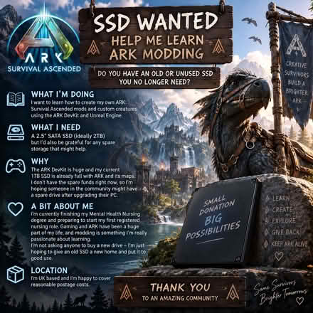 Photo of 💻 Looking for an old/spare SSD for ARK modding (Ludlow SY8) #1