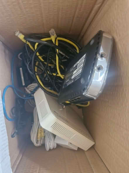 Photo of free Box of various routers, cables and wires (Woodhouse S13) #1