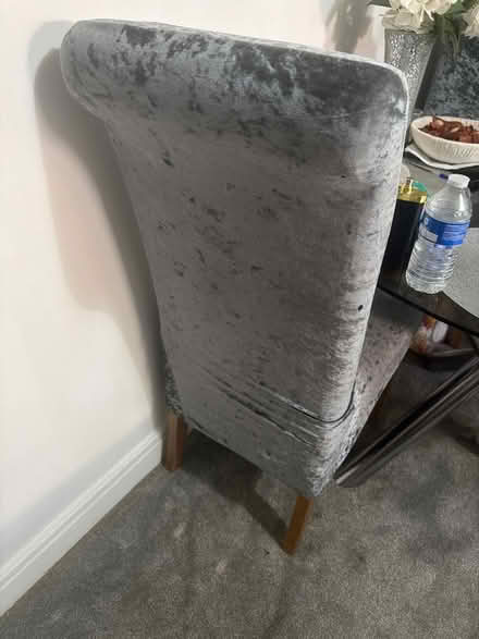 Photo of free 4 x velvet chairs grey set (Elm Park) #1