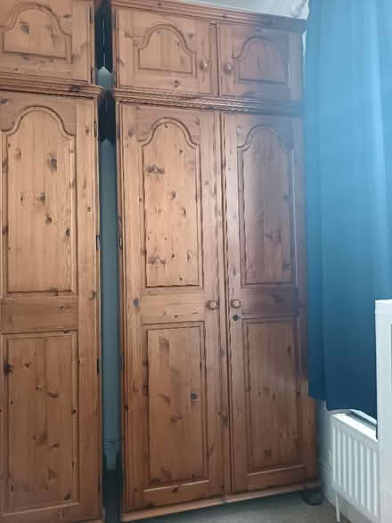Photo of free Double door pine wardrobe with removable blanket box (Lavender Hill SW11) #1