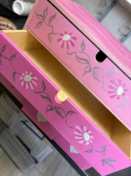 Photo of free Pink wooden table top draw set (Fyfield OX13) #4