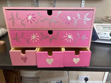 Photo of free Pink wooden table top draw set (Fyfield OX13) #2
