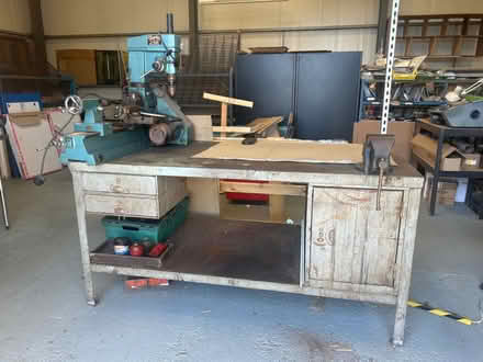 Photo of free Metal lathe on bench with vice (Bridport DT6) #1