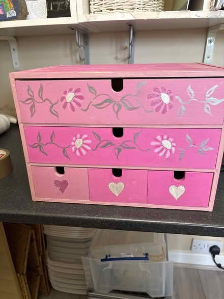 Photo of free Pink wooden table top draw set (Fyfield OX13) #1