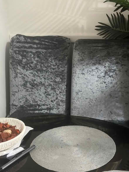 Photo of free 4 x velvet chairs grey set (Elm Park) #2