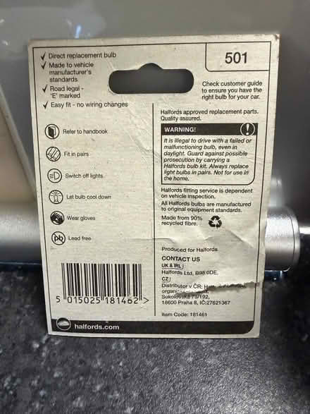 Photo of free Halfords replacement bulb ‘501’ exterior/interior 12V 5W (Bilton CV22) #2