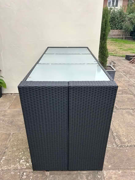 Photo of free Rattan and glass outdoor table and stools (Welwyn AL6) #2