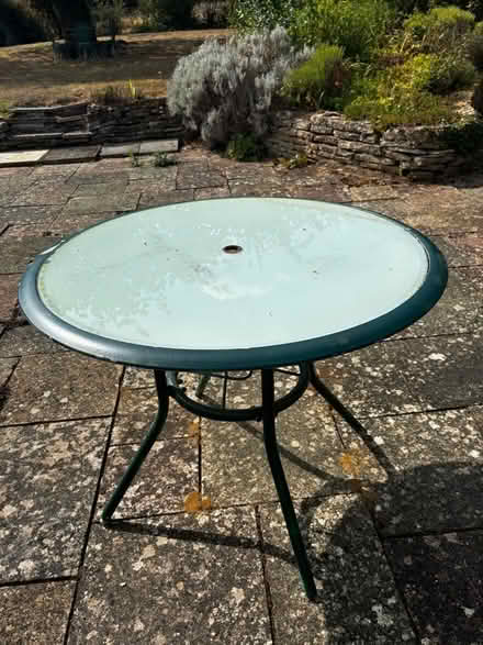 Photo of free Glass topped garden table (Radwell MK43) #1
