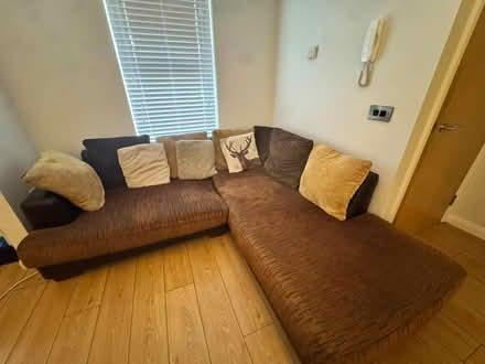 Photo of free Large L-Shaped Brown Corner Sofa (Bangor BT20) #1