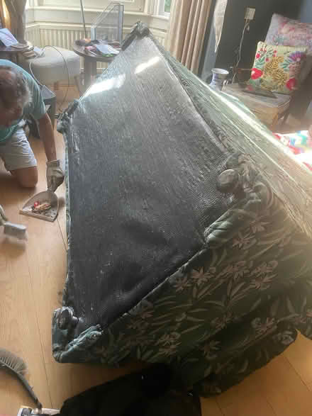 Photo of free Comfy green 3 seater sofa with pink flower (Queens Park MK40) #2