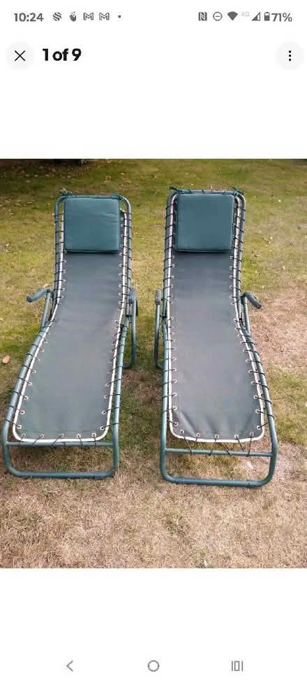 Photo of free 2 green garden chairs (Parson's Heath CO4) #1