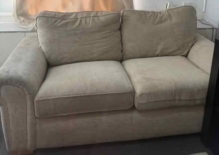 Photo of free 2 seaters(2) beige sofa and cushion (Buwell NG6) #1