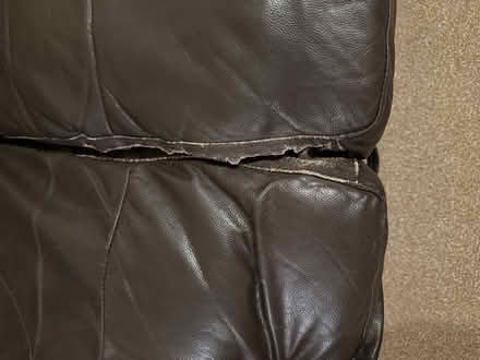 Photo of free Dark brown leather sofa (South Croydon) #3
