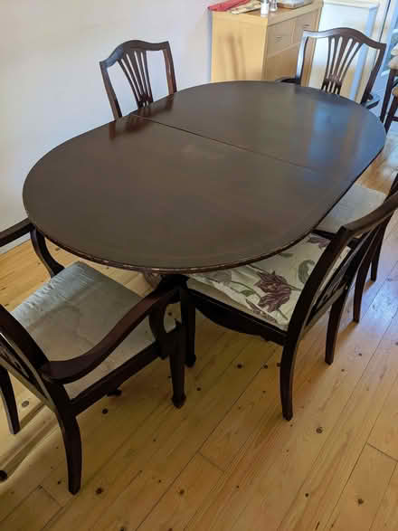 Photo of free Dining table and 5 chairs in need of refurbishment (Alcester Lanes End B13) #1