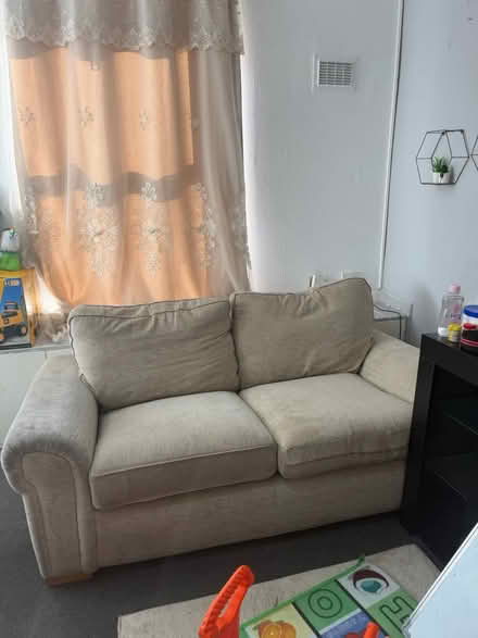 Photo of free 2 seaters(2) beige sofa and cushion (Buwell NG6) #2