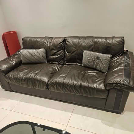 Photo of free Brown leather sofa (Perivale W7) #1