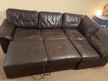 Photo of free Dark brown leather sofa (South Croydon) #2