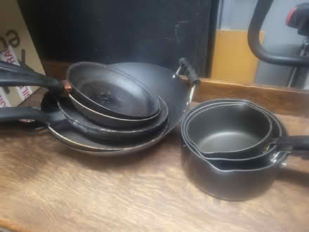 Photo of free Saucepans and frying pans and wok (Sainsburys GL52) #1