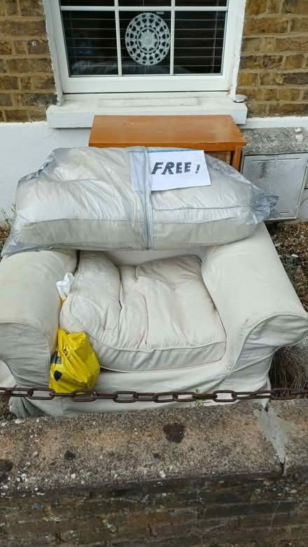 Photo of free Ikea Ektorp Chair and Wicker Chest (Three Fields Farm HP3) #1