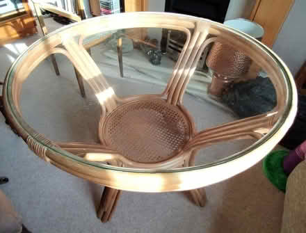 Photo of free Circular glass topped wicker table (Belper DE56 1LG) #2
