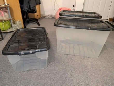 Photo of free 4 plastic totes (Hx6 Sowerby Bridge) #1