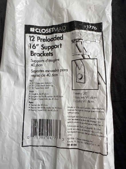 Photo of free Closetmaid brackets & wall clips (Elverson) #2