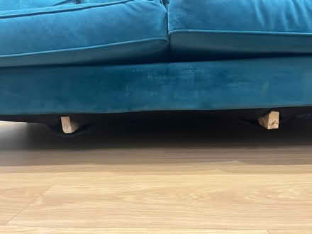 Photo of free Teal Velvet 3-Seater Sofa with Matching Footstool (Twickenham TW2) #3