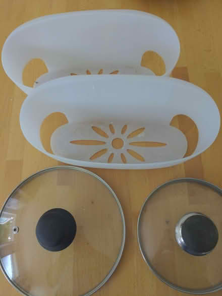 Photo of free Glass saucepan lids plastic container (Earley RG6) #1